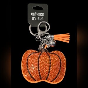 Rhinestone Pumpkin Bag Charm / Keychain